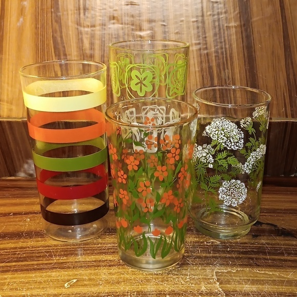 Vintage mcm retro drinking glasses mismatched - Picture 1 of 6